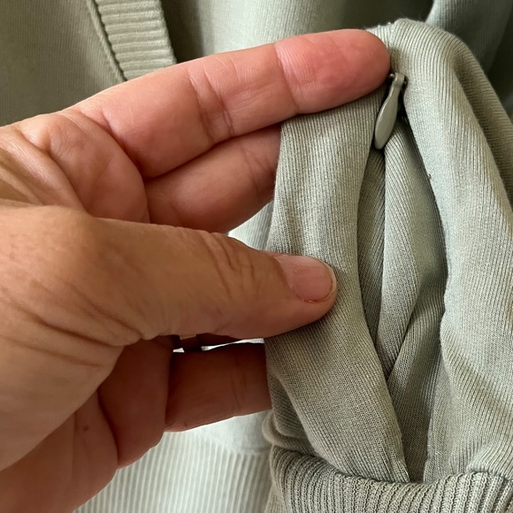 Banana Republic M Sage Baby Terry Zip Sweatshirt Fleece Pocket Sweater Stretch - Picture 5 of 11